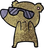 ours de dessin animé mignon portant des lunettes de soleil vecteur