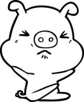 dessin animé cochon en colère vecteur