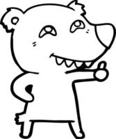 ours polaire dessin animé donnant le signe du pouce levé vecteur