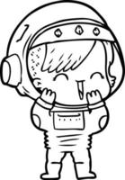 dessin animé riant fille astronaute vecteur