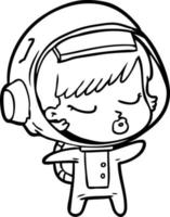 dessin animé jolie fille astronaute vecteur