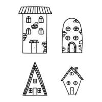 doodle jolies maisons dessinées à la main vector illustration isolée