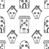 doodle joli modèle sans couture de vecteur de maisons dessinées à la main