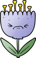 fleur en colère de dessin animé vecteur