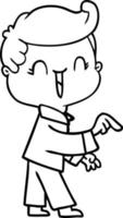 dessin animé rire garçon pointant du doigt vecteur