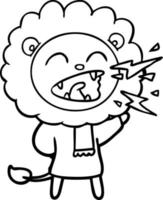 dessin animé lion rugissant vecteur
