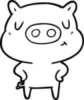 cochon de contenu de dessin animé vecteur