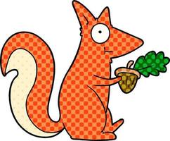écureuil de dessin animé avec gland vecteur