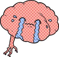 cerveau de dessin animé avec mal de tête vecteur