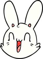 visage de lapin heureux fou de dessin animé vecteur