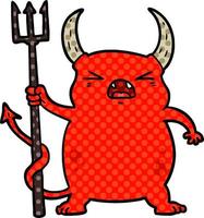 dessin animé petit diable en colère vecteur