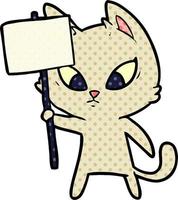 chat de dessin animé confus avec signe de protestation vecteur