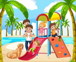 aire de jeux de plage avec des enfants heureux vecteur