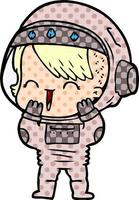 dessin animé riant fille astronaute vecteur