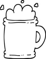 chope de bière dessin animé noir et blanc vecteur