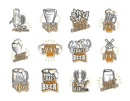 ensemble d & # 39; icônes de bière artisanale vecteur