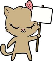 chat de dessin animé mignon avec signe vecteur