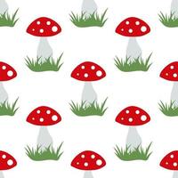 modèle sans couture avec amanita muscaria sur fond blanc. image vectorielle. vecteur