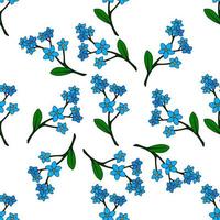 modèle sans couture avec des fleurs myosotis sur fond blanc. image vectorielle. vecteur