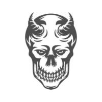 tête de crâne avec dessin noir et blanc de corne vecteur