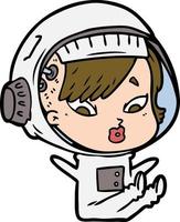 femme astronaute de dessin animé vecteur