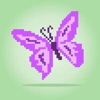 papillon pixel 8 bits. animal pour les actifs de jeu en illustration vectorielle. vecteur