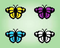 papillon de jeu de pixels 8 bits. animal pour les actifs de jeu en illustration vectorielle. vecteur