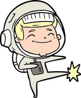 heureux, dessin animé, astronaute vecteur