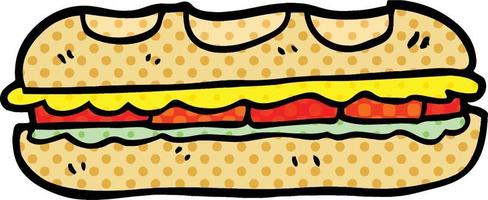 sandwich savoureux de dessin animé de style bande dessinée vecteur