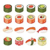 vecteur de dessin animé d'icône de rouleau de sushi. sauce soja