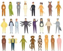 icônes de costume d'animal halloween définies vecteur de dessin animé. costume de chien