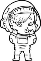 femme astronaute de dessin animé vecteur