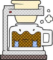 machine à café à filtre qui pleure de dessin animé vecteur