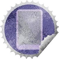 timbre autocollant rond de vecteur de tablette électronique cassée