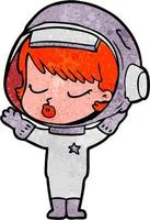 dessin animé jolie fille astronaute vecteur