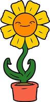 fleur de dessin animé heureux vecteur