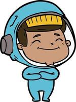 heureux, dessin animé, astronaute vecteur