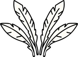 dessin animé ensemble de plumes regardant à droite grand vecteur