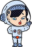 femme astronaute de dessin animé vecteur