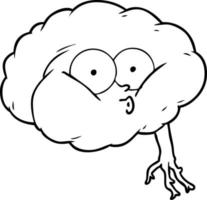 cerveau impressionné de dessin animé vecteur