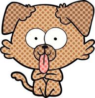 chien de dessin animé avec la langue qui sort vecteur