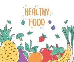 affiche des aliments sains avec des fruits et légumes frais vecteur