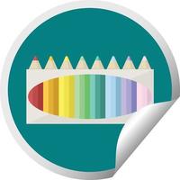 pack de crayons de couleur autocollant circulaire d'illustration vectorielle graphique vecteur