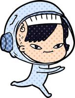 femme astronaute de dessin animé vecteur