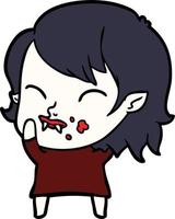 dessin animé vampire fille avec du sang sur la joue vecteur