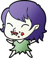 dessin animé vampire fille avec du sang sur la joue vecteur