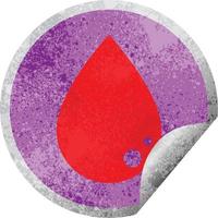 autocollant de gommage circulaire vecteur graphique goutte de sang