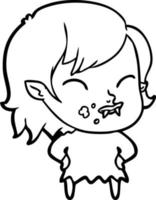 dessin animé vampire fille avec du sang sur la joue vecteur