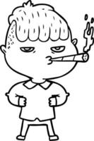 dessin animé, homme, fumer vecteur