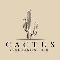 conception abstraite de vecteur d'icône de logo de ligne de cactus élégant. signe de vecteur ligné gracieux